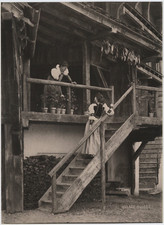 Suisse, à la ferme Vintage print. Photomécanique  17x22  Circa 1890    <