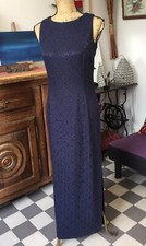 Robe De Soirée, Long Taille 40, Marine, Viscose, Polyester Et Élasthanne Neuve