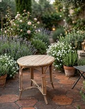 Magnifique Table Bois Et Rotin