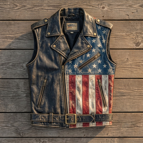 Men black leather - men, vest