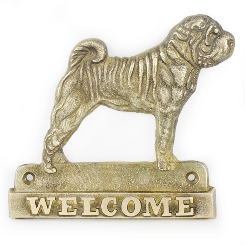 Shar pei plaque en laiton - -,
