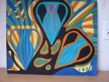 TABLEAU ANCIEN HST ABSTRAIT MOUVEMENT COBRA ANNEES 1980 NON SIGNE TBE