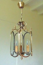 OLD BRONZE BRASS HANGING LANTERN CHANDELIER 3 LAMPS XXEME