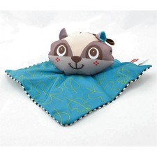 Doudou eveil raton laveur bleu