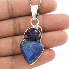 Gemme Améthyste Semptembre Noël Cadeau Pendentif Bijoux 925 Argent Sterling