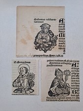 Antique Early Printing German Woodcut Portrait Lawyer Saint Bernard Archbishop