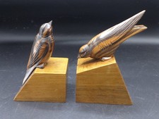 ART DECO  SERRE LIVRES BOIS  DLG DAN KARNER  OISEAUX BICOLORES  RARE