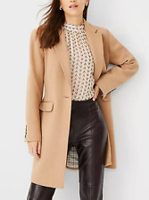 NEW ANN TAYLOR CAFE AU LAIT WOOL BLEND SHORT CHESTERFIELD COAT SZ L