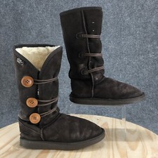 Emu Australia Boots Womens 7 Brown Nisha Button Merino Wool Lining Suede Casual