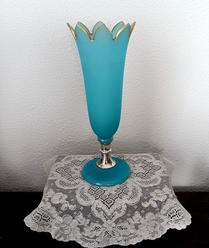 Elegant vase opaline bleu - vase,
