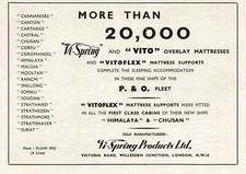 1950s Vintage Vi Spring Vito Vitoflex Mattress P&O Himalaya Cruise Ship Print Ad