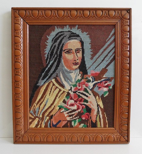 Ancien cadre broderie canevas - ancien,