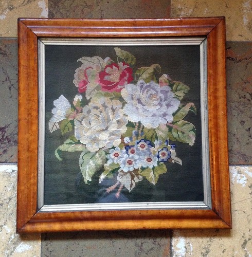 Ancien cadre broderie canevas - broderie,