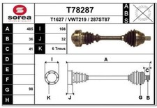 CARDAN AUDI A3 2.0 TDI 16V,SEAT LEON 2.0 TDI,VW PASSAT B6 2.0 TDI 16V,2.0 TDI