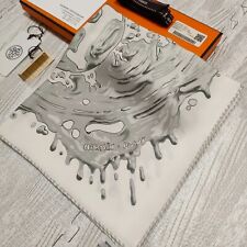 Unused HERMES Petit Carre 45 Peinture Fraiche Silk Scarf 42cm Gavroche Ribbon