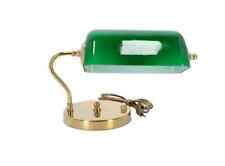 Lampe Ministerielle Avec Verre Vert En Laiton Brillant Bureau Banquier Ingle