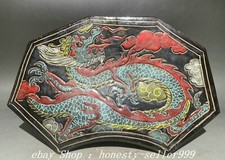 13"Old Dynasty Cizhou Kiln Color Porcelain Dragon Pattern Pillow Weeping willow