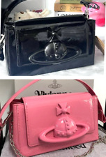Vivienne Westwood Hazel Enamel Handbag Shoulder Bag Big Orb Black / Pink