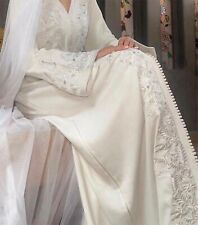 White Bridal Kaftan with White Embroidery,Wedding Nikkah Dress Abaya,Custom Made