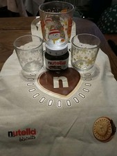 Lot Collection NUTELLA  1 Minuteur - 1 Sac toile - 3 Verres Différents déco NOËL