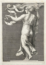 Cariatide tenant Joug GRAVURE Meulemeester RAPHAEL Palais Vatican XVIII°