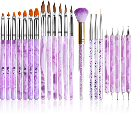 22pcs pinceaux ongles gel - pinceaux,
