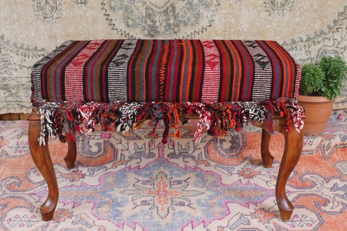 Vintage oriental kilim - kilim, pouf