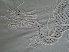 nappe brodée, pur fil de lin