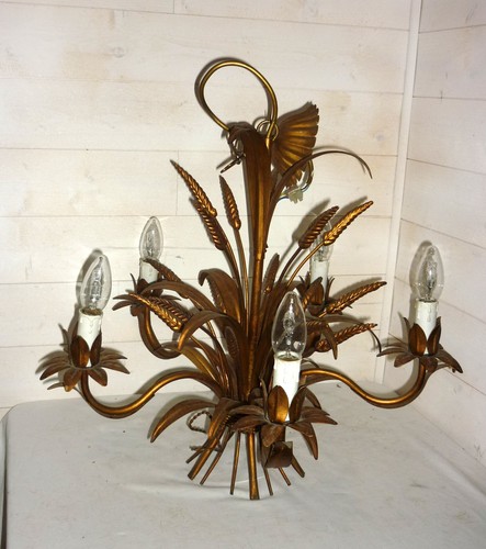 Antique metal chandelier gold - chandelier,