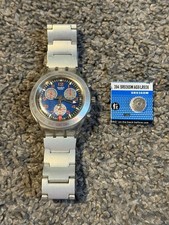 Swatch Irony Diaphane Blue Dial Clear Case Chronograph Swiss Made Working - FS