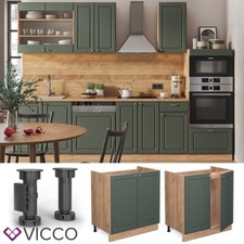 Meuble sous-évier Meuble de cuisine Fame-Line 80 cm chêne vert or Vicco