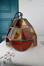 Stained Glass Pendant Light | Yellow and Amber Glass | Aluminium | 25 cm
