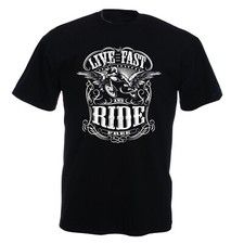 Live fast t-shirt, skull classic bike, chopper, biker, motard, S, M, L, XL, NEUF