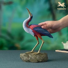10" China Pure Bronze Painted Hand-carved Agami Heron Bird Art Statue