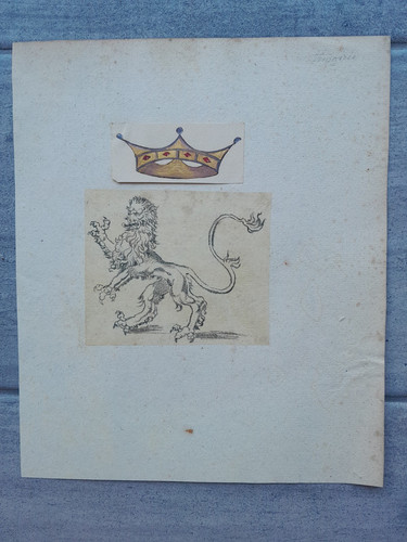 Dessin ancien 19ème lion