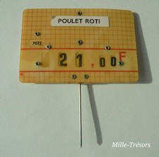 Ancienne ETIQUETTE BOUCHERIE CHARCUTERIE : POULET ROTI avec disques Chang Francs