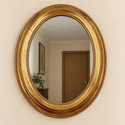 Miroir ovale doré - , vintage