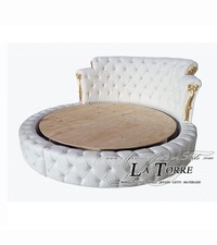 Lit Rond Double Avec Cadre Moderne En Velours Ou En Cuir Synthétique Swarovski