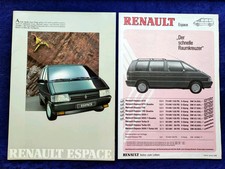1988 Renault Espace Brochure + Price List