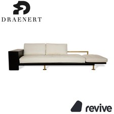 Draenert Cuir Chaise Longue Crème Blanc Canapé Noir Or Fonction Manuelle