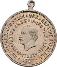 Medal Saxony Albert 1888 Sedan 29mm / 8g Original Coin #MUI647