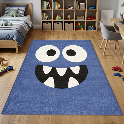 Tapis bleu enfant motif