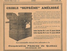 1930 PUBLICITÉ ORIGINALE DU CRIBLE SUPRÊME AMÉLIORÉ 