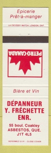 Matchbook cover petro canada - -,