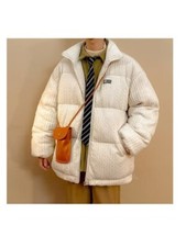 Blouson D'Aviateur Duvet Sintetique Mode Homme Rouge Fermeture Éclair Poches