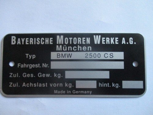 Panneau type bmw 2500 - type,