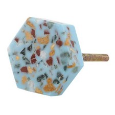Main Turquoise Terrazzo Marbre Hexagonale Armoire Boutons Tire- 2 Pièces