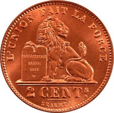 Belgian Coin 2 Centimes - Albert I Belgique | Lion | Star | 1911 - 1919