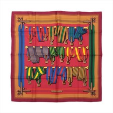 Hermès Carré 90 J.METZ Les Sangles Suspender belt Scarf Silk Red