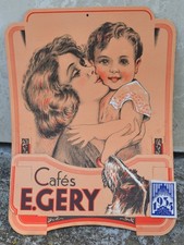 Carton pub ancien, 1935,  Cafés E. Gery ( femme, enfant & chien ), porte-lettres